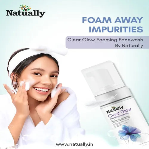 Natually ClearGlow Foaming Facewash - With Glycolic, Lactic & Salicylic Acid & 100ml