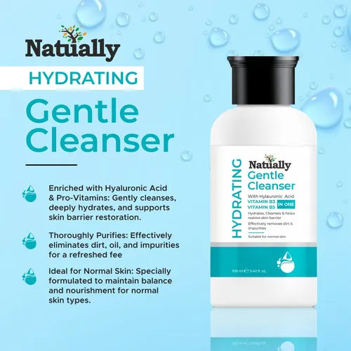 Natually Hydrating Cleanser (100ml) - Non-Foaming Face Wash with Hyaluronic Acid & Non-Irritating And Fragrance-Free Cleanser