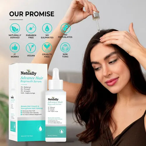 Natually Advance Hair Regrowth Serum - Boost Hair Growth & Reduce HairFall & 30ml