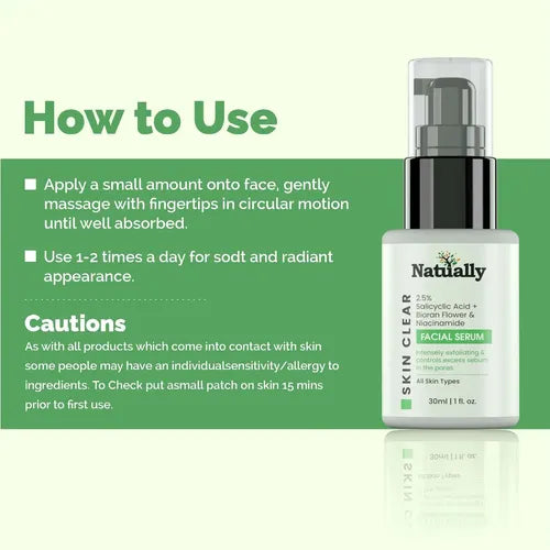 Natually skin clear serum - 2.5% Salicyclic acid + Bioran flower &Niacinamide