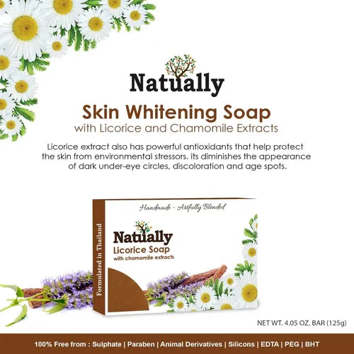 NATUALLY 100% Organic Handmade Licorice Bath Soap - Face & Body Soap Bar with Chamomile Extracts - 125 Grams (Pack of 1)