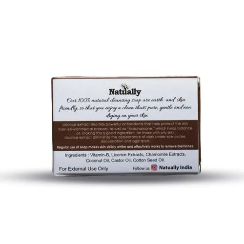 NATUALLY 100% Organic Handmade Licorice Bath Soap - Face & Body Soap Bar with Chamomile Extracts - 125 Grams (Pack of 1)