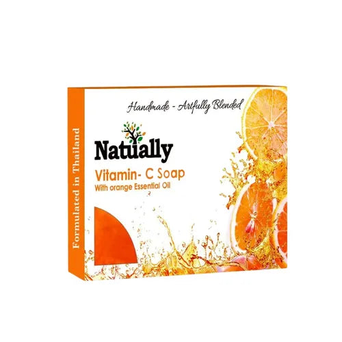 NATUALLY 100% Handmade Vitamin-C Bath Soap with Orange Essential Oil - Revitalizing Skin Cleansing & 125g