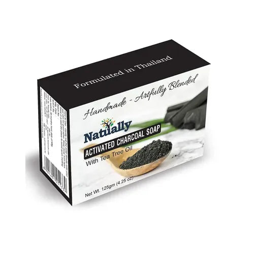 NATUALLY Activated Charcoal Handmade Soap - Deep Cleansing and Purifying & 125g
