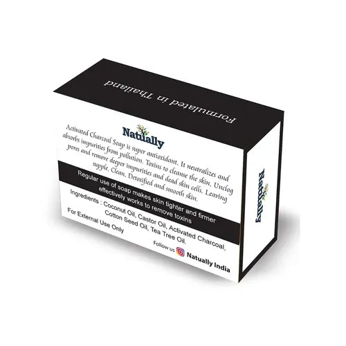 NATUALLY Activated Charcoal Handmade Soap - Deep Cleansing and Purifying & 125g