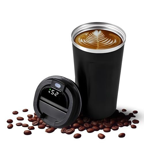 JIKRA Insulated Coffee Mug 380 ml Travel Coffee Mug with Lid Pill Proof, Stainless Steel Vacuum Thermal to GO Leakproof, Tumbler Reusable Coffee Cup for Men and Women Hot & Iced Drinks